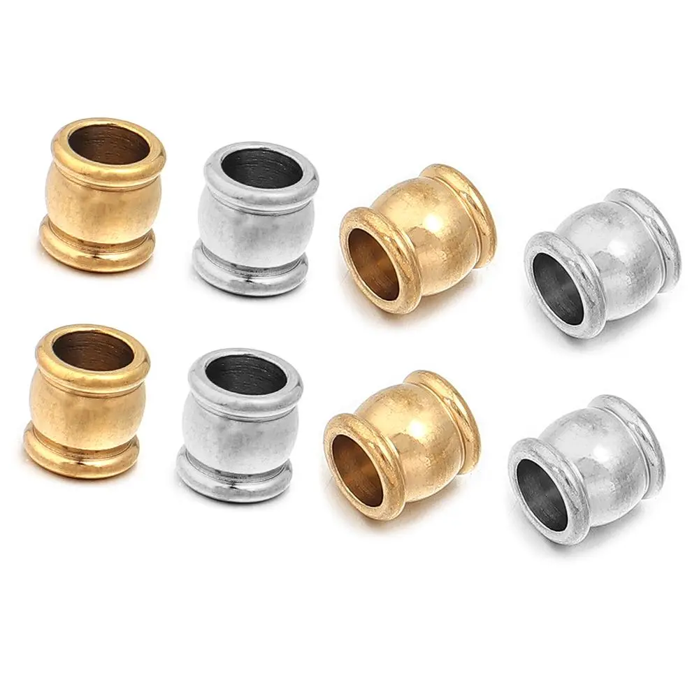 10-20pcs/lot Drum Shape Spacer Beads Stainless Steel Beads Large Hole Beads For Jewelry Making DIY Bracelet Necklace Accessories