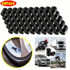 50pcs Heavy-Duty Hexagonal Aluminum Alloy Tire Valve Stem Caps, Anti-Leak Protection Universal Covers for Cars, Bicycles (1 Set Includes 6 Hexagon Caps, Black) outdoorfun