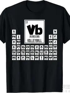 Funny Volleyball Periodic Table T-Shirt - Science & Volleyball Graphic Tee with VB Element Design, Funny Chemistry Shirt for Volleyball Players, Coaches, Fans - Soft Heavyweight 220GSM Unisex Adult Apparel - Funny Athletic Gift Idea - Retro Style Ro