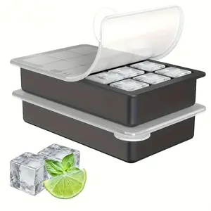 15-Cube Food-Grade Silicone Ice Cube Tray with Leak-Proof Lid - Stackable, Dishwasher Safe, Portable Space-Saving Design, Suitable for Cocktails, Beverages, On-the-Go Meals, Chilling Drinks, High-Quality Mold, Freezer Storage, A Must-Have for Home