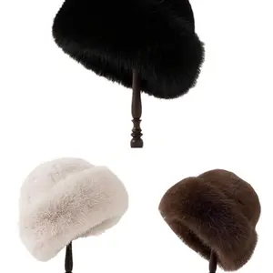 Women's Luxury Faux Fur Winter Hat with Ear Protection - Lightweight Stretchy Polyester - Machine Washable