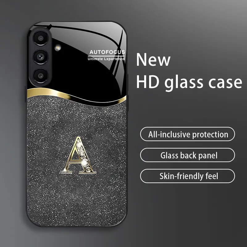 Suitable for [Galaxy A13 5g] New high-end flashing letter glass mobile phone case New business simple metal paint electroplated glass mobile phone case Affordable anti-fall and anti-fingerprint-888