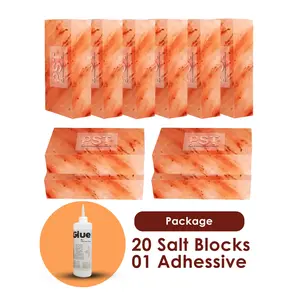 Himalayan Salt Blocks Pack of 20 With 1 Adhesive - Pink Salt Blocks 8x4x2
