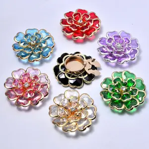 Flash & Finesse 2pcs Antique Bronze Button Covers with Metal Coating, Rhinestone Accents, Oil Drop Flower Design – Fashion Clothes Accessory Shirt Brooch Cufflinks, Festival Gift