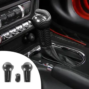 Carbon Fiber Gear Shift Knob Cover Trim Interior Accessories for Ford Mustang 2015 2016 2017 2018 2019 2020 2021