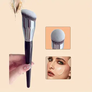 1pc Large Circular Oblique Head Foundation Brush - Professional Hair Makeup Contouring Tool, Beauty Products, Single Item