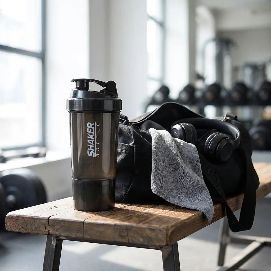 Unisex 3-Layer Protein Shaker Bottle - BPA-Free, Leak-Proof, with Hidden Storage Compartments, Stainless Steel Mixing Ball, Spot Clean, Exact Water-to-Scoop Ratios for Weightlifting Pre-Workout & Supplements