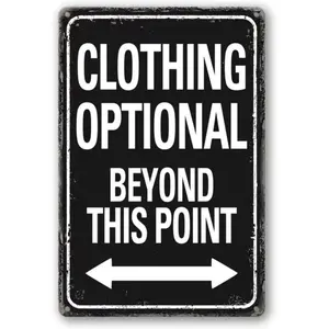 Clothing Optional Beyond This Point Sign Vintage Metal  Signs Man Cave Decor Bar Signs 12 X 8 Inch, Vintage Garage Signs