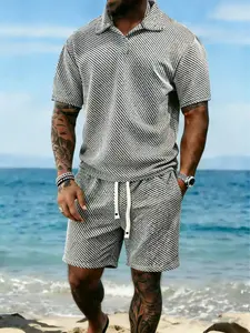 Men's Polo Shorts Set 2 Piece Breathable Casual Summer Outfit