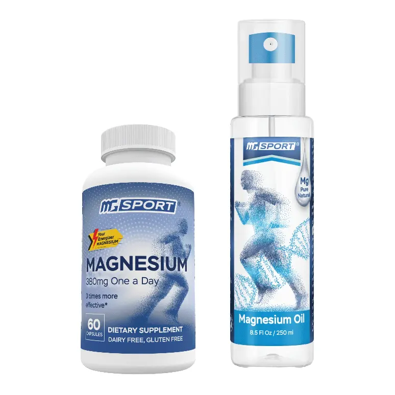 High Absorption 60 Magnesium Capsules and Magnesium Spray Oil for Leg Cramps