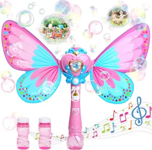 Bubble Machine for Kids| Butterfly Bubbles Wand Blower for Toddlers 1000+ Bubbles per Minute| Outdoor Indoor Bubbles Blowing Toys Birthday Gift for Girls Bubble Solution Included