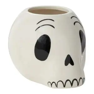 Ceramic Skeleton Skull Planter Pot Halloween Décor