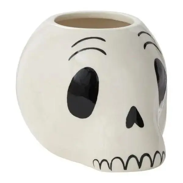 Ceramic Skeleton Skull Shaped Garden Pot - 3.75x4.5x5" Wicked Cute Decorative Planter (No Drainage Hole) for Halloween, Decorating My Apartment, Home & Garden Supplies