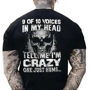 Men's Graphic Skull Letter T Shirt - Funny Short Sleeve Tee with 3D Print Design - Crew Neck Top for Men - Menswear