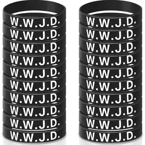 20 count WWJD Rubber Bracelets What Would  Do  Wristbands for Men Women Party Favors WWJD Inspirational Bracelet Motivational Religious Christian Gifts