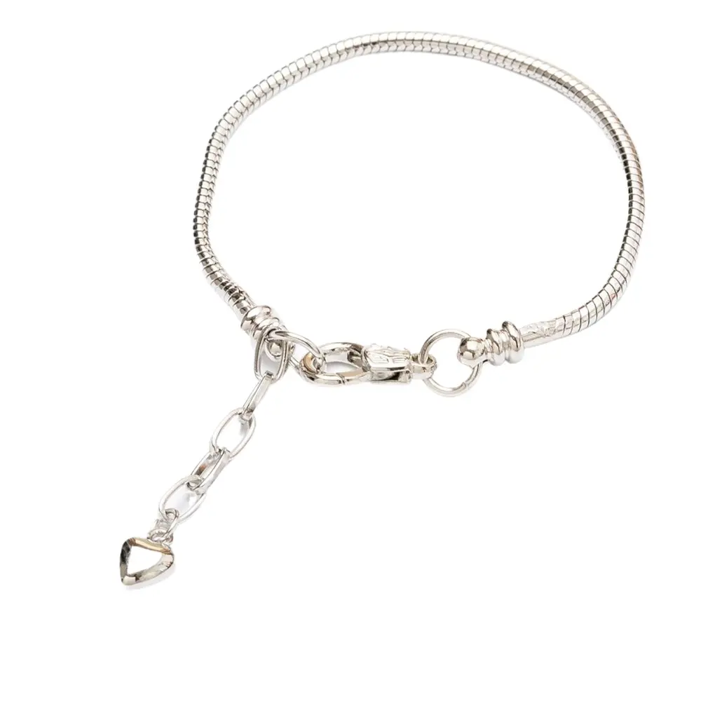 Women's Silver-Plated Snake Chain Bracelets Jewelry - Fashionable Style, Metal Build with Round Wavy Links, Durable Heart Lobster Clasp, Reflective Shine for Charm Beads, Metal Bracelet, Fashionable Bracelet Style