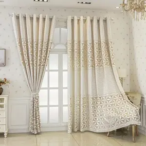 2pc New Simple Dual-Row Hollow Out Milk Color Perforated Window Curtain, Room Decor Curtain, Finished Curtains for Bedroom Living Room Balcony