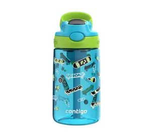 Contigo Kids Water Bottle with Redesigned AUTOSPOUT Straw Blue 14 oz Non-BPA Free Reusable Washable Portable Drinkware Tumbler Mug Cup for Everyday Use
