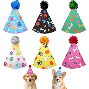6pcs/Pack Dog Birthday Party Hats Supplies for Small Medium Doggie Puppies Cat Kitten Decorations Grooming Accessories