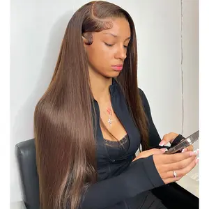 {STN}Megalook #4 Dark Brown Upgrade 13x6 Three-Go Glueless Wigs Fitted All Pre-Styled Parting Breathable Dome Cap Free Lace Front 100% Human Hair Wig