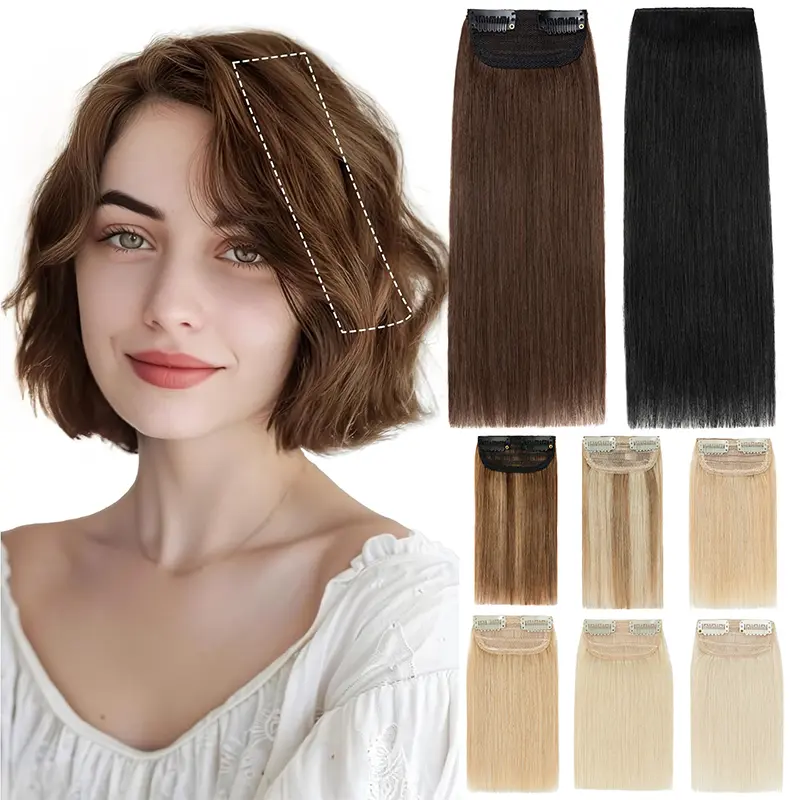 8-12 Inch Short Clip in Hair Extensions 100% Human Hair 1PCS 2 Clips Clip in Hairpieces For Women Adding Volume -Natural Black