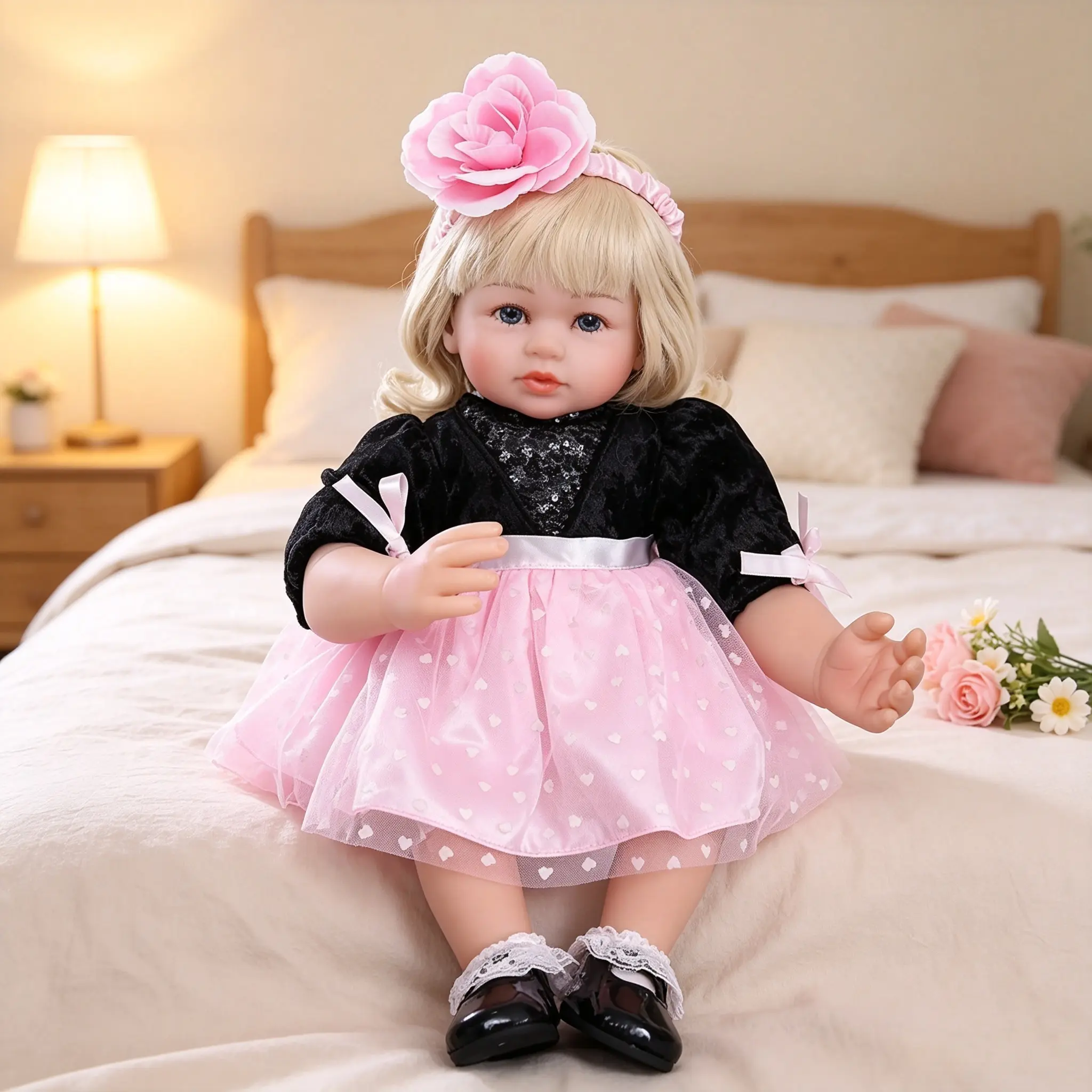 Lifelike Reborn Newborn Girl Doll (50cm/20in) - Handmade Soft Vinyl Toy with Weighted Fabric Body, Perfect Birthday/Christmas Gift for Kids 3+ Girls (Fashion Doll for Toddler Play)