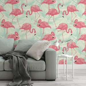 Pink Flamingo Wallpaper Removable Wallpaper