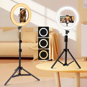 LED Beauty Light, Ring Light, 8 Inch Round Soft Light, Extendable Tripod, Adjustable Three Color Temperature, USB Powered, Ideal for Studio Photography Live Streaming