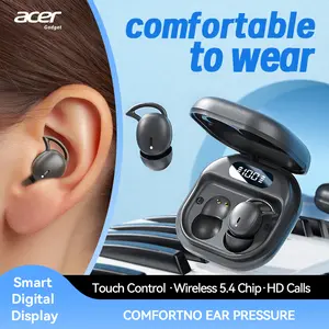 Acer OHR507 New Model Wireless Sleep-Friendly Wireless Earbuds - Comfortable Silicone In-Ear, High-Quality Sound, Long Battery Life, USB-C Charging, Touch Control,Adult Earbud Headphones Audio Headset Electronic stereo sound headphone Soft Earpads Black