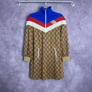 Pre-owned Gucci GG Monogram Colorblock Half Zip Mini Dress | Vintage Sporty Style