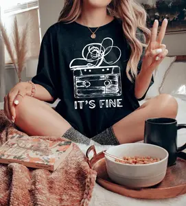 Retro Cassette Tape T‑Shirt, 100% Cotton It’s Fine Graphic Tee, 90s Music Shirt, Funny Tape Humor Top, Comfy Outfit
