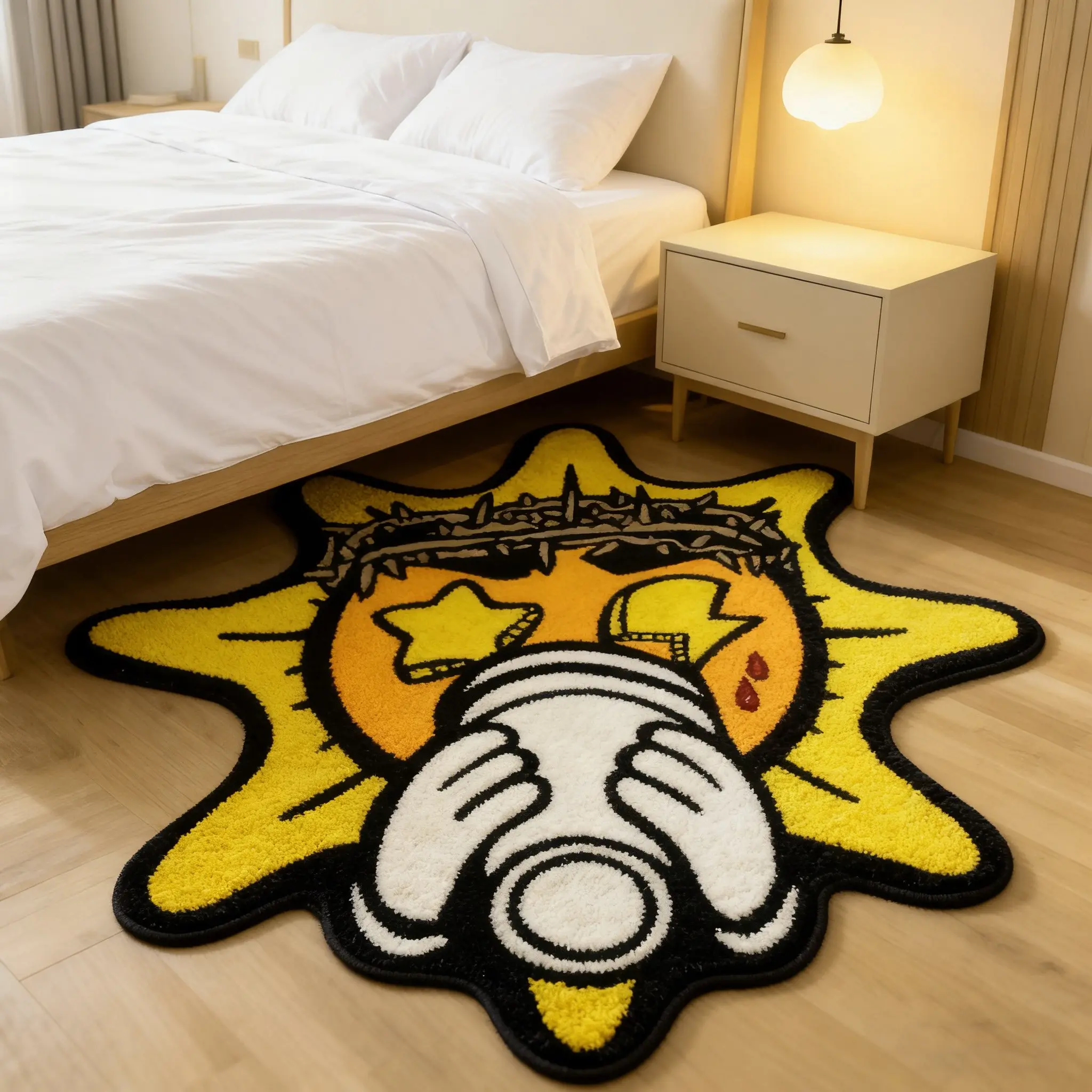 Fashion Creative Colorblock Sun Print Carpet, Casual Style Plush Home Decor Rug for Living Room Bedroom Balcony, Easy Care Large Area Mat, Sun Pattern Rug, Durable Fluffy Area Rugs, Indoor Area Rugs, Decorative Area Rug