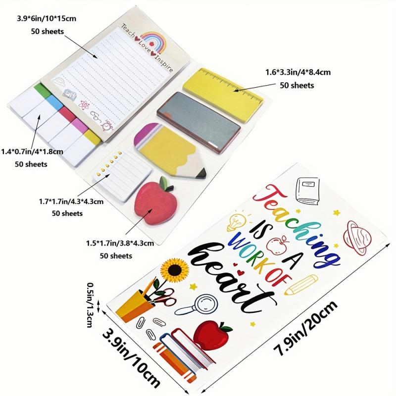 Teaching is a work of the mind "Post-it notes set-colorful, self-adhesive pad, with educational design, suitable for teachers-including notebooks, plan books, pencil boxes, etc.-ideal school or office supplies, teachers' gifts.