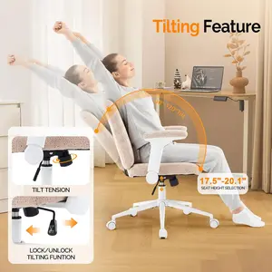 Criss Cross Chair with Adjustable Flip-Up Arms,Cross Legged Chair with Wheels,Extra Wide Office Chair,Desk Chair for Home Office,Vanity,Bedroom, Apartment,Starry Chenille,Pink