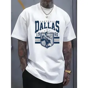 100% Cotton "DALLAS" Letters, Patterns, Printed Men'S T-Shirts, Men'S Novel Pattern Design T-Shirts, Summer Casual And Comfortable T-Shirts, Fashionable Short-Sleeved Comfortable And Versatile Summer T-Shirts, Adventure Golf Gift T-Shirt For Men And Women