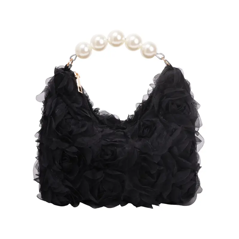 Unique Handle Design |   Elegant Rose Pattern Evening Lace Clutch - Chic Polyester Bag with Zip Closure, Perfect for Weddings & Parties - Sweet & Ro tic   for Wo on Valentine's Day, Available in Multiple Colors, Elegant Purse