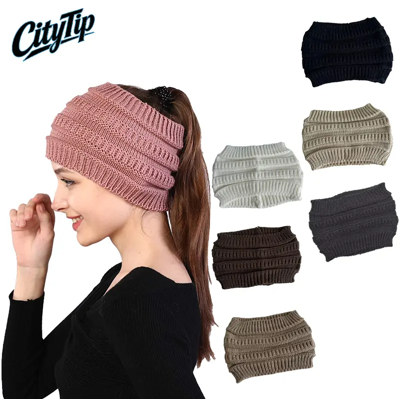 3pcs-Chunky Knit Winter Ear Warmer Headband for Women, Cozy Stretch Ponytail Headband Hat, Soft Thermal Hair Wrap for Cold Weather Outdoor Activities, Cute Minimalist Winter Fashion Accessory Gift