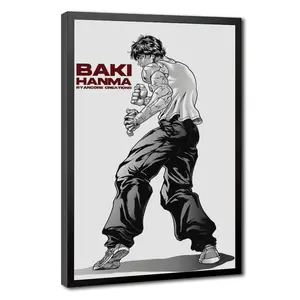 Baki Hanma Anime Wall Art - Ultimate Muscle Motivation Gym Decor | Available in Black Wood Frame, Gallery Wrapped Canvas, or Unframed Poster | Eco-Friendly Ink