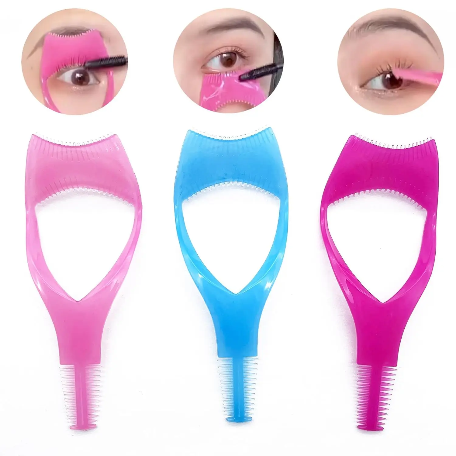 3 Pcs Mascara Shield Lash Applicator Tool, 3-in-1 Eyelash Makeup Guard for Upper & Lower Lashes, Easy Mascara Application Tool