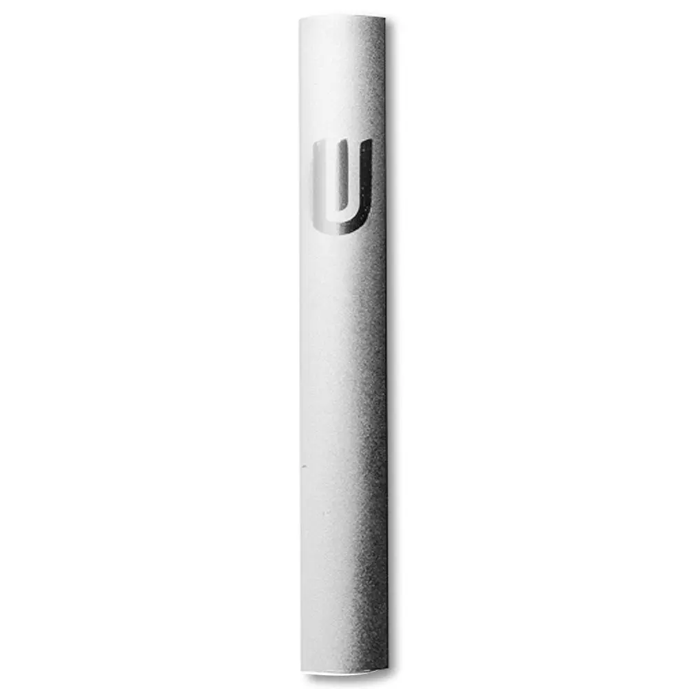 5 in Silver-Tone Glitter Finish Aluminum Mezuzah Case - Classic Modern Religious Design, Metal Material, Jewish Decor, Ideal for Indoors Use, Jewish Art Enthusiasts