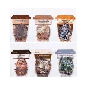 180 sheets coffee themed sticker pack retro style PET material DIY notebook material cut film sticker