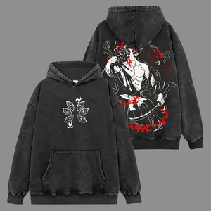 [Demon Slayer] Kokushibo Graphic Shirt V3 Premium 100% Acid Wash Hoodie-Shirt, DemonSlayer Fans, Anime Graphic Shirt, Streetwear Unisex Oversize Gift for Anime Lovers Oversized