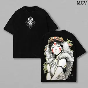 San - Princess Mononoke Anime Double Printed Vintage Washed Tee Unisex Oversize Anime Manga Washed Heavyweight Cotton T-shirt, Gift For Anime Fan, Anime Lover