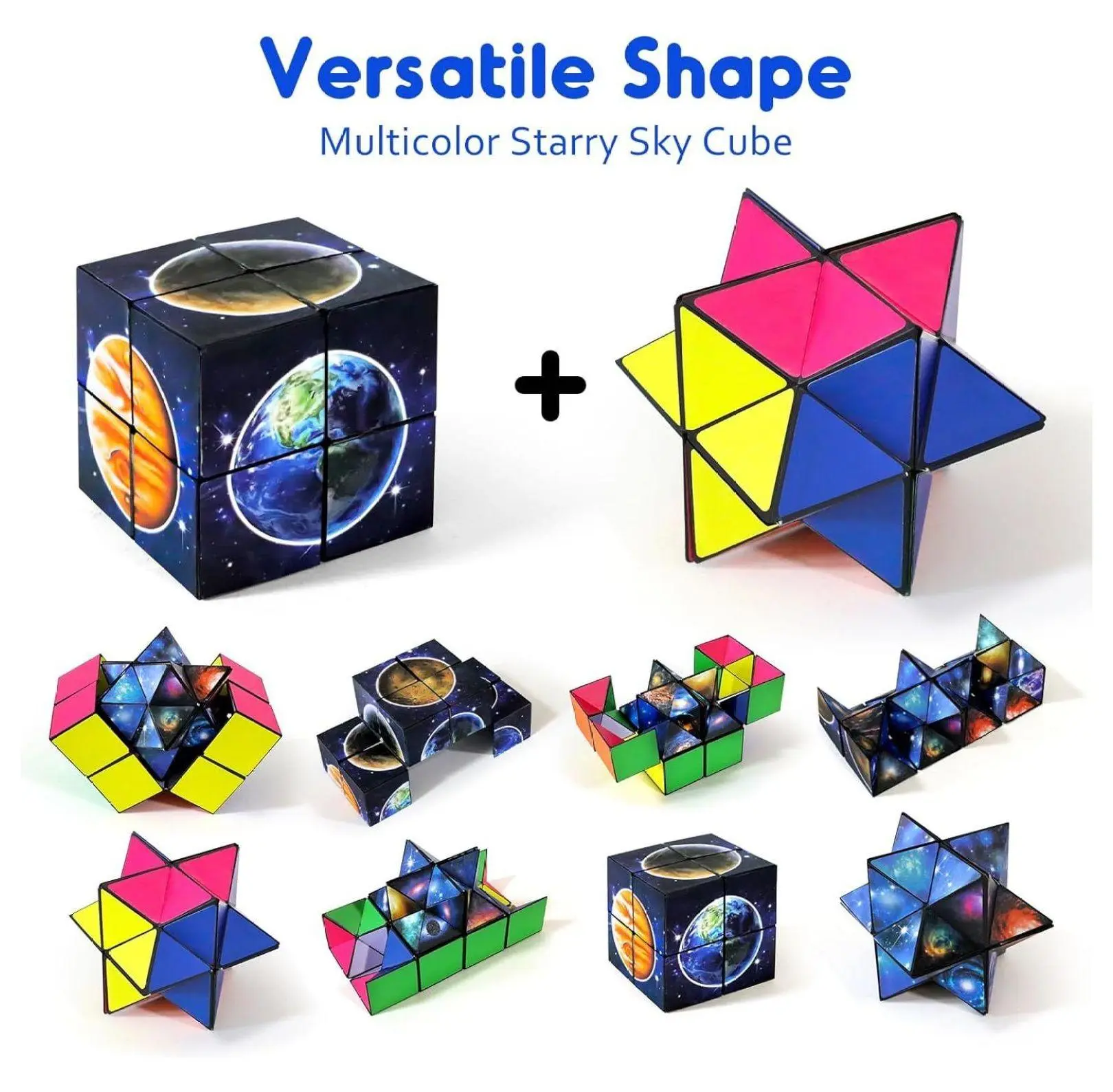 ABS Plastic 6-pack Infinity Cube Fidget Toy - Compact Focus Aid, Anxiety Relief Puzzle, Cool Birthday Gift for 6-12 Year Old Kids (Color Star)
