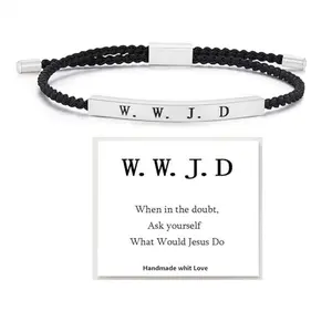W.W.J.D He Would Love First Bracelet - Adjustable Wrap Stainless Steel, Inspirational Religious Gift for Daily Reminder birthday bless halloween high appearance popular everyday friendship conjunto de pulseras Anti-Anxiety Skull Bead Bell Pendant Necklace