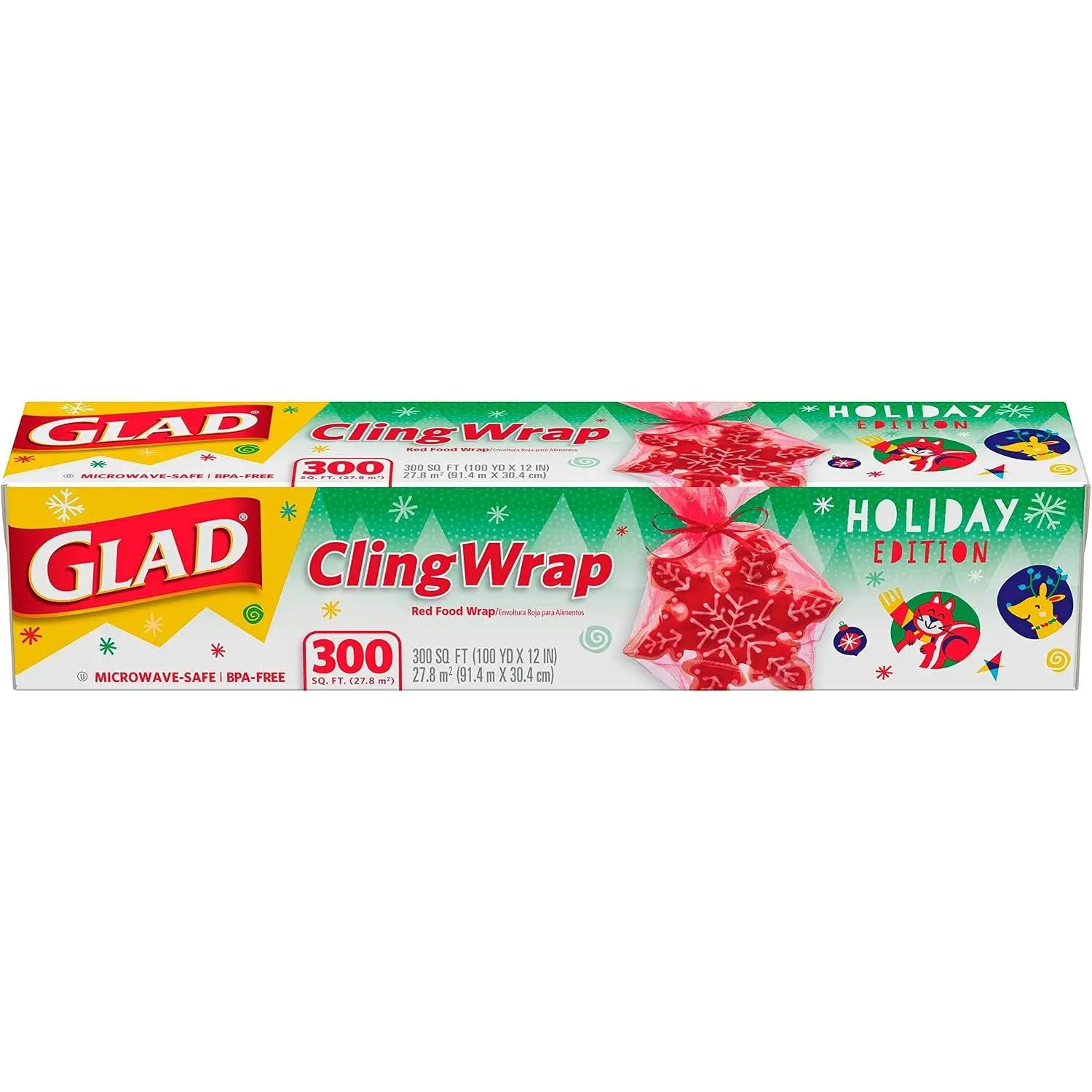 Holiday Red ClingWrap Plastic Wrap 300 sq ft Roll
