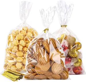 Cellophane Bags Plastic Gift Bag Clear Cookie Treat Bags with Twist Ties for Party Favor Bag(100PACK,6x10inch)