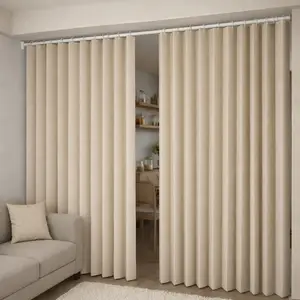 No-Drill Foldable Room Divider Curtain, Renter-Friendly Room Darkening Privacy Partition for Studio Apartment, Small Spaces, Bedroom, Living Room & Home Office