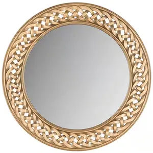 Braided Round Mirror 24 Inch Framed Decorative Wall Mirror