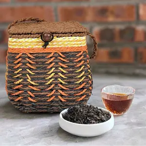 Luxury Handmade Tea Storage Box, Natural Fiber Tea Canister, Traditional Chinese Style, Breathable Tea Packaging, Fashionable Natural Design